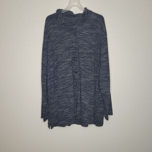 J Jill blue gray rayon blend button front tunic plus size blouse size 4x